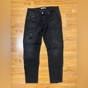 Zara Men's Charcoal Distressed Jeans